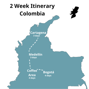 2 Week Itinerary Colombia Map