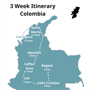 2 Week Itinerary Colombia Map