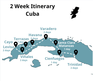 14 Day Itinerary Cuba Map