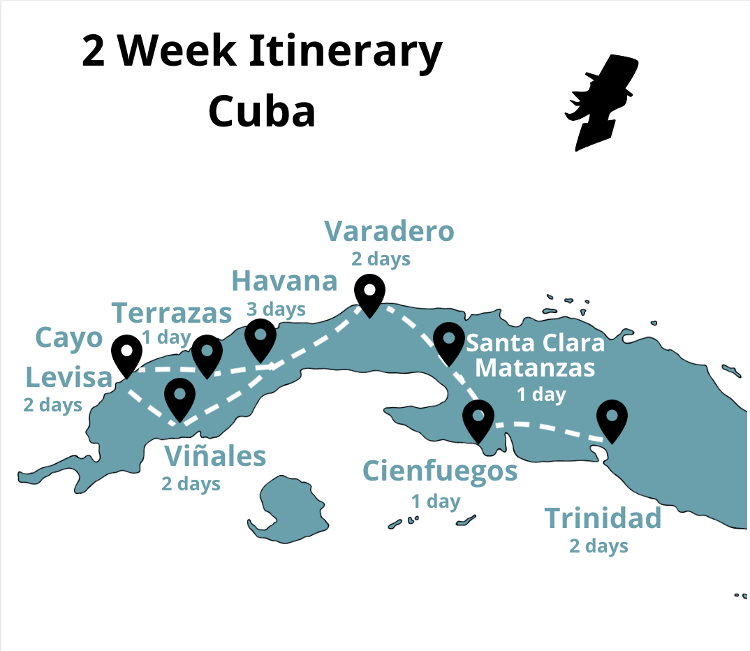 14 Day Itinerary Cuba Map
